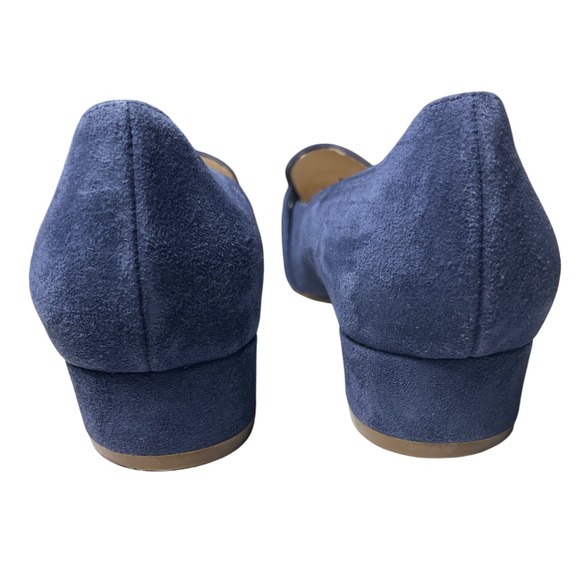 Cole Haan Blue Suede Loafers 9.5B Gold Buckle Quiet Luxury Chic‎ - Picture 6 of 12